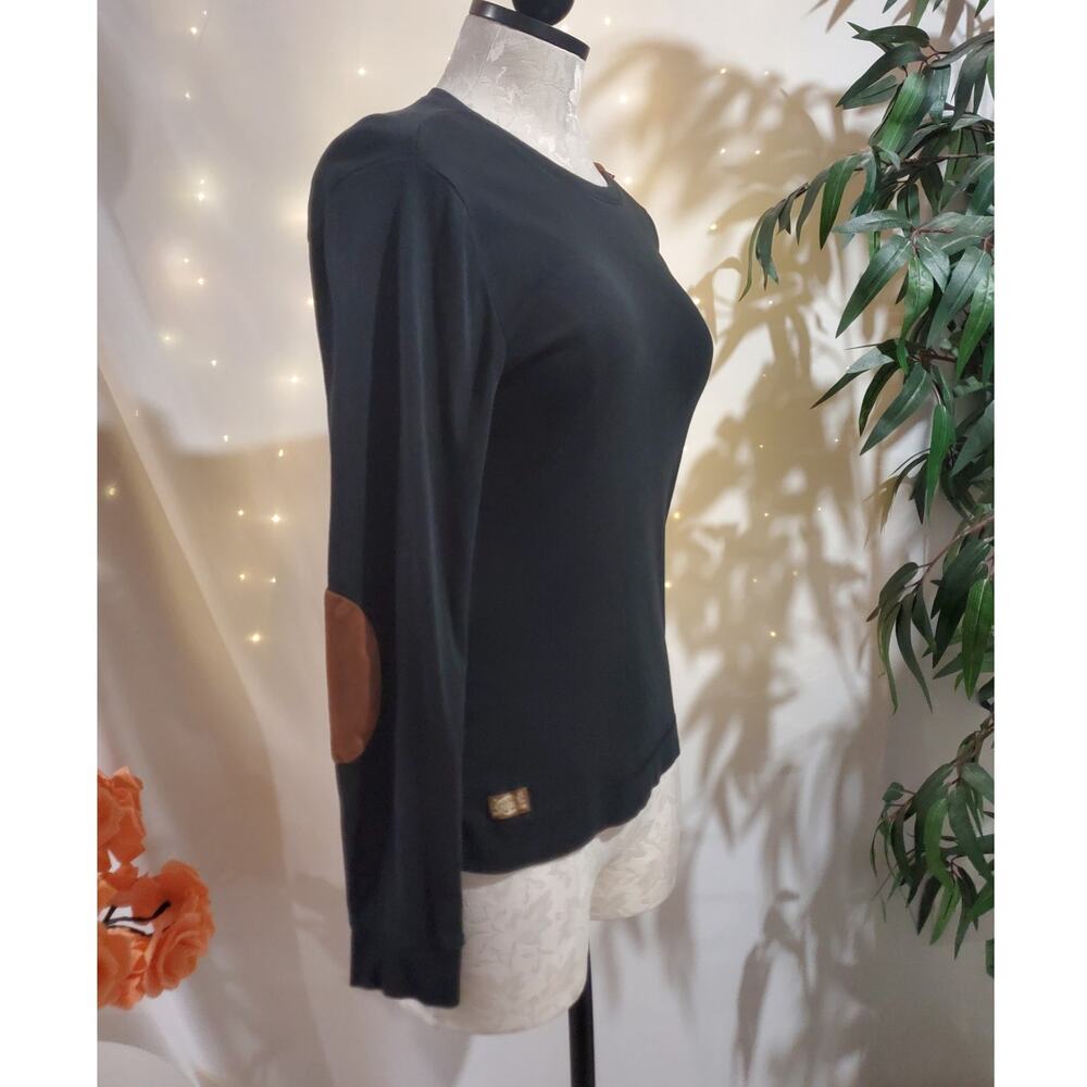 Lauren Ralph Lauren Jeans Co Faux Suede Elbow Patch Zip Shoulder Top Size M - Picture 2 of 10
